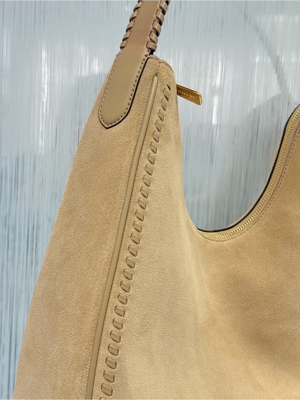 MICHAEL KORS Nayla Medium Suede Hobo Shoulder Bag camel NWT - Picture 6 of 12